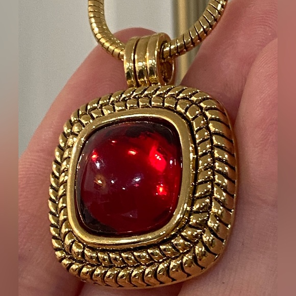 Charter Club Jewelry - CHARTER CLUB GOLD TONE CHAIN NECKLACE WITH REMOVABLE RED STONE